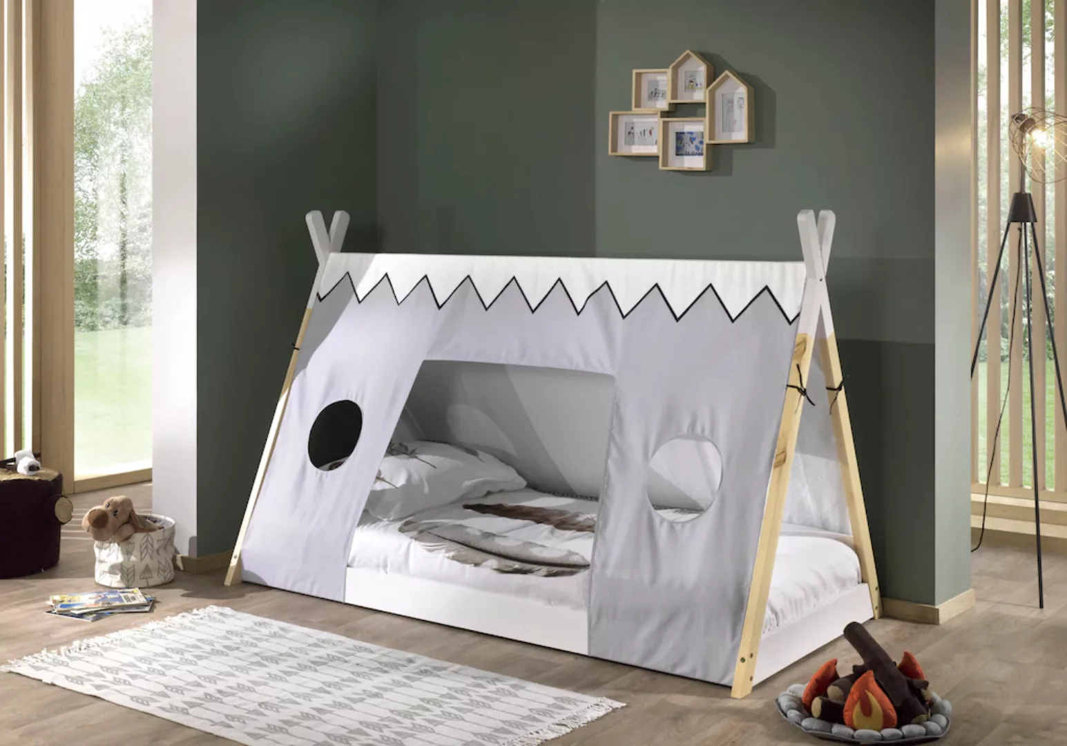 Vipack Kinderbett Tipi (Made in Europe), mit Rolllattenrost und Zeltdach günstig online kaufen