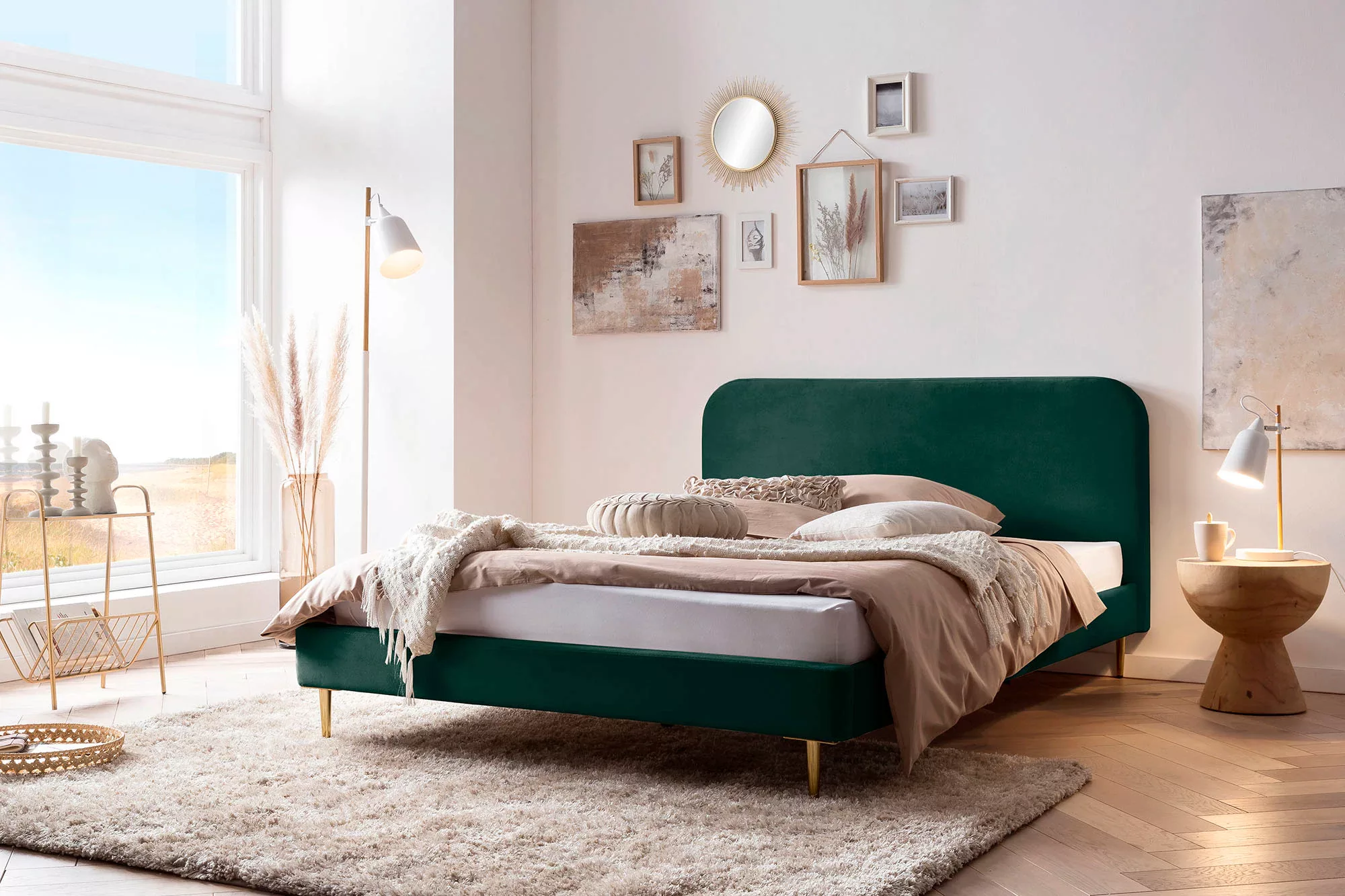 SalesFever Polsterbett, Chrombeine in elegantem Goldton günstig online kaufen