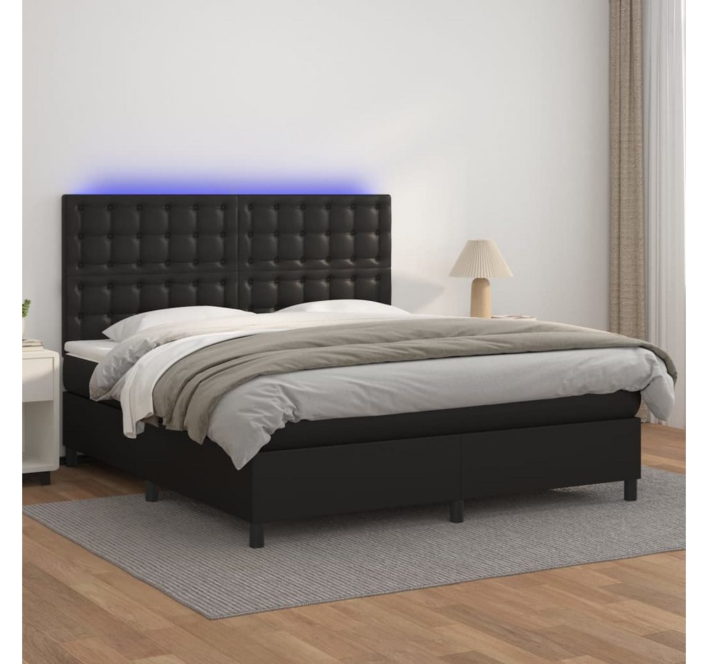 vidaXL Boxspringbett Boxspringbett mit Matratze & LED Kunstleder (160 x 200 günstig online kaufen