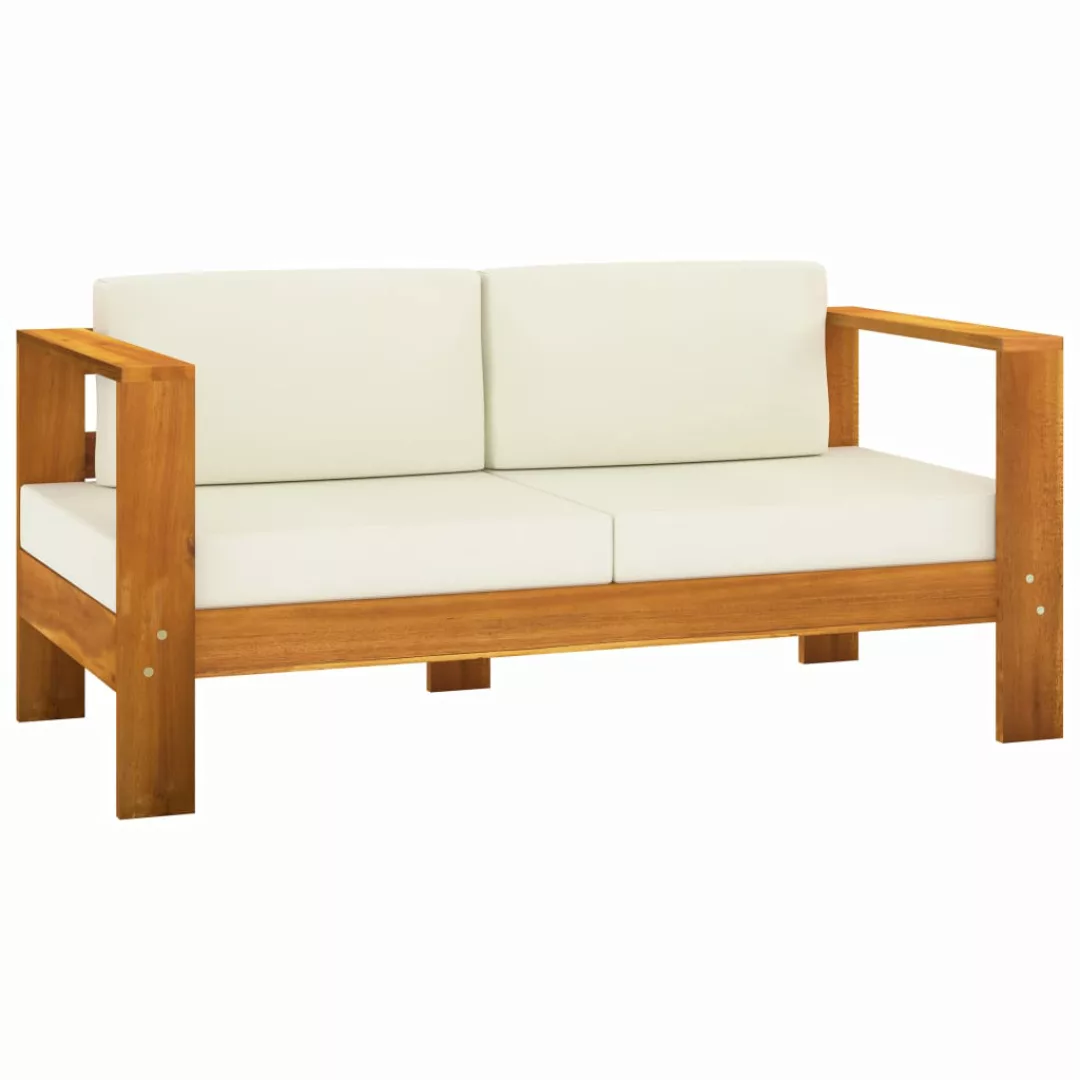 10-tlg. Garten-lounge-set Mit Creme Auflagen Massivholz Akazie günstig online kaufen