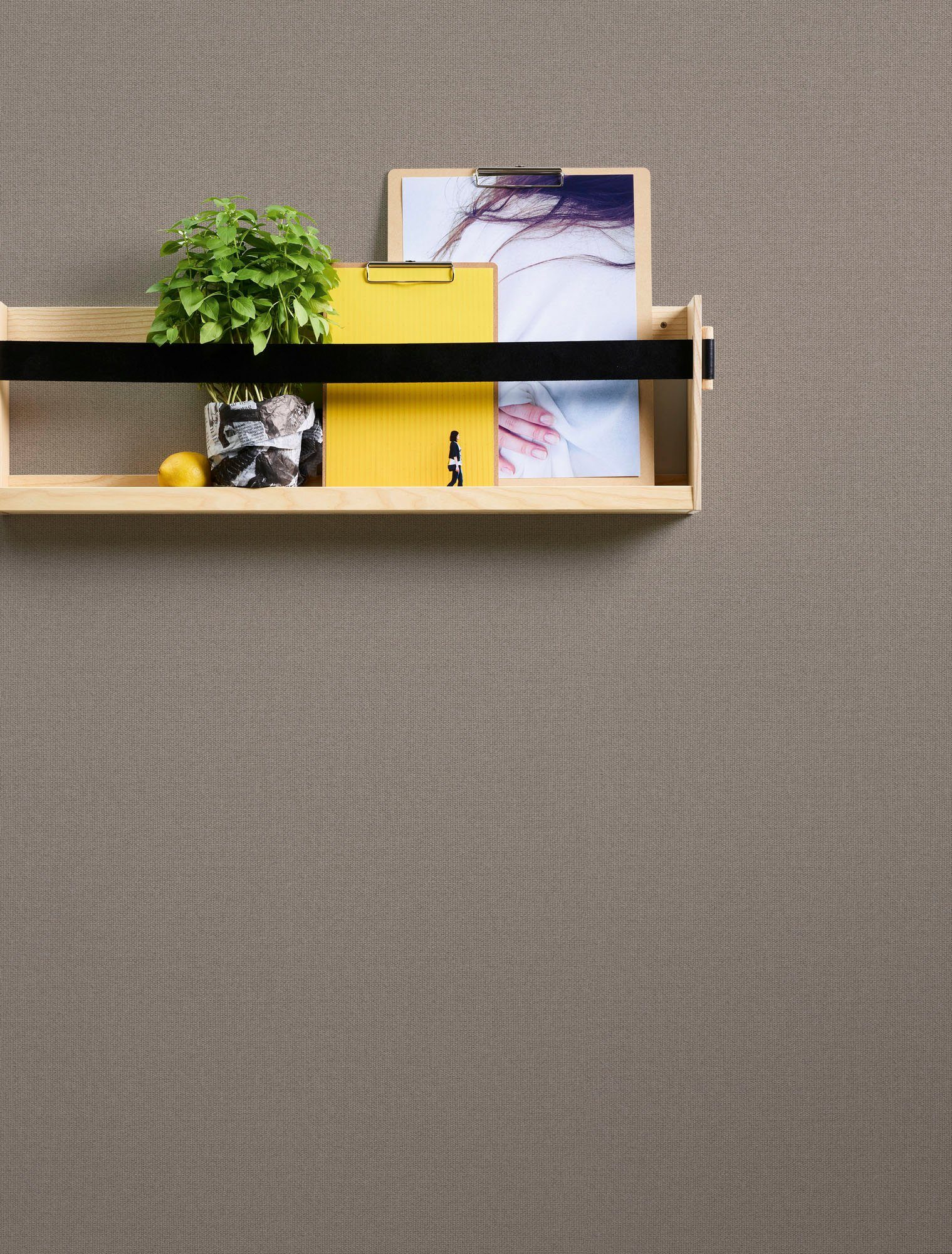 Bricoflor Braune Tapete in Leinenoptik für Wohnzimmer und Schlafzimmer Uni günstig online kaufen