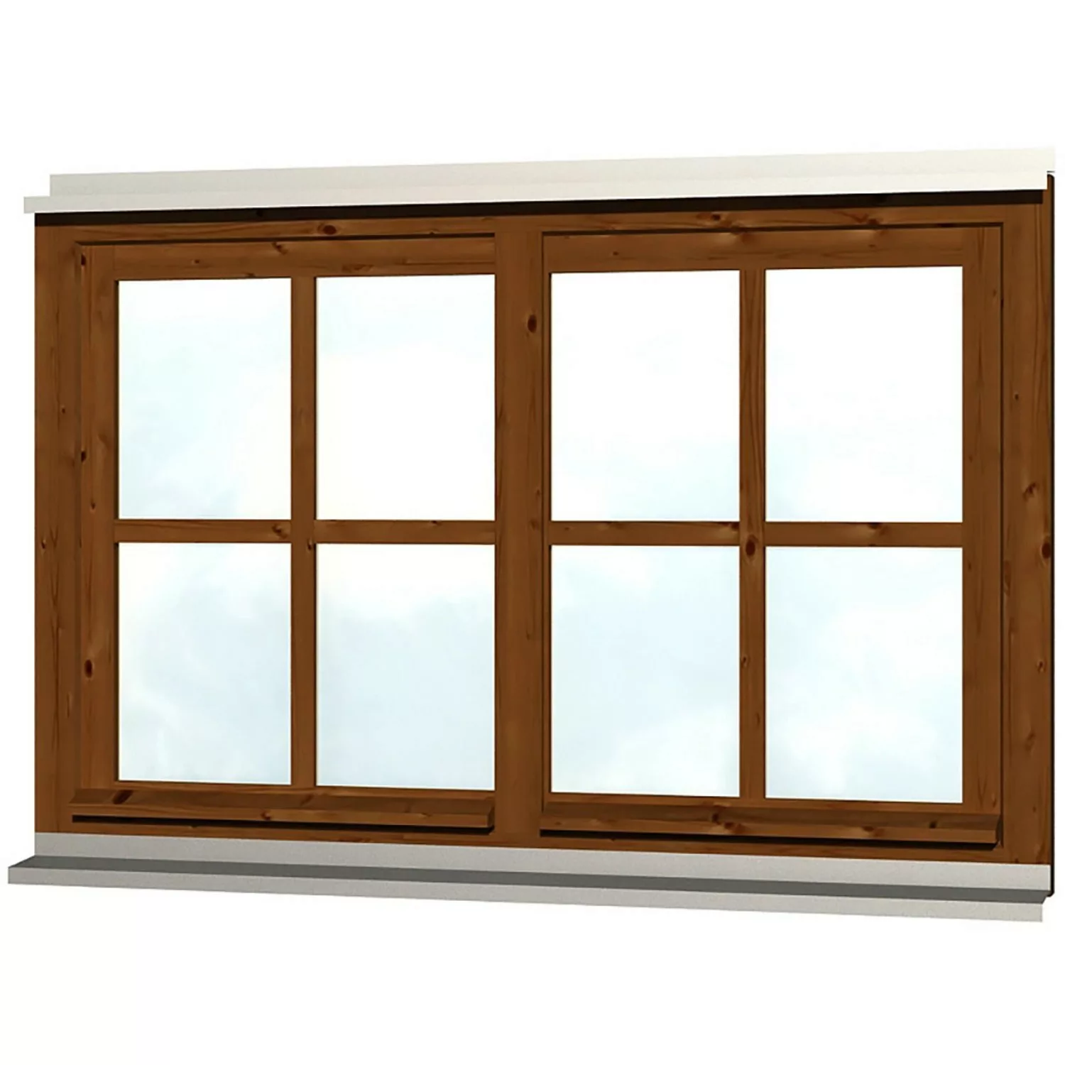 Skan Holz Doppelfenster Rahmenaußenmaß. 132,4 x 82,1 cm Nussbaum günstig online kaufen