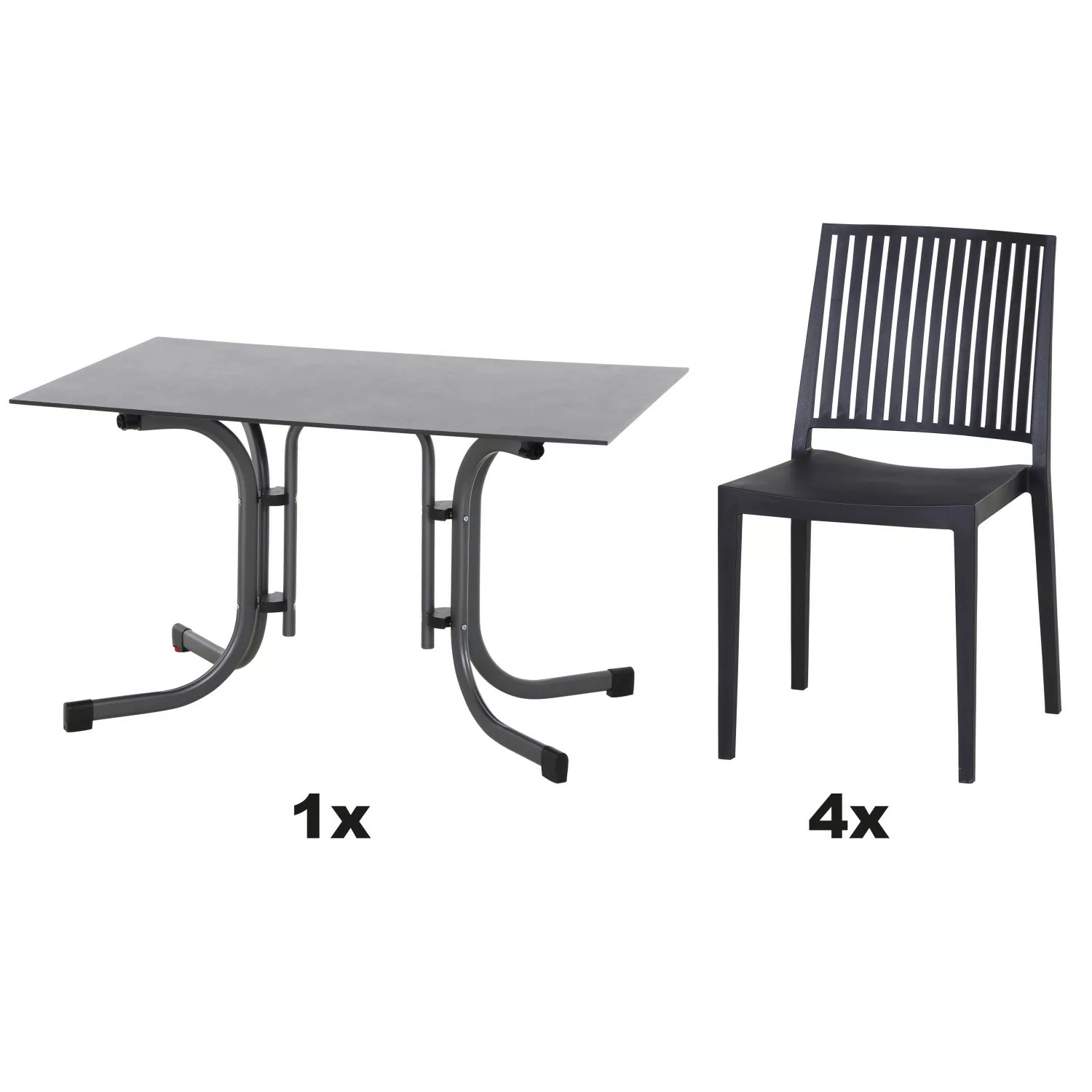 Siena Garden Gartenmöbel Set Lane 5-teilig 120 cm x 80 cm Anthrazit günstig online kaufen