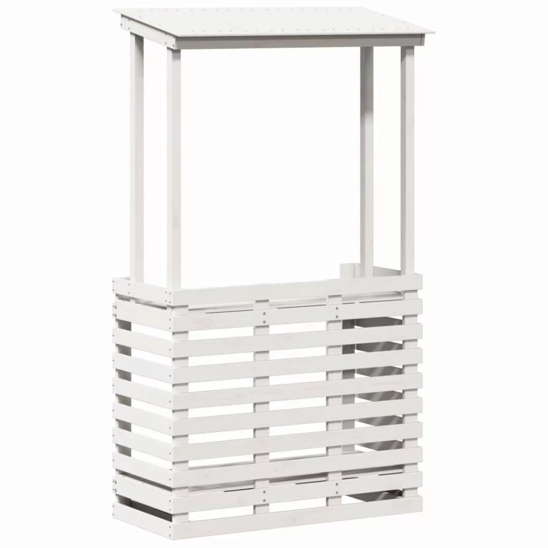 vidaXL Gartentisch Gartenbar mit Dach Weiß günstig online kaufen