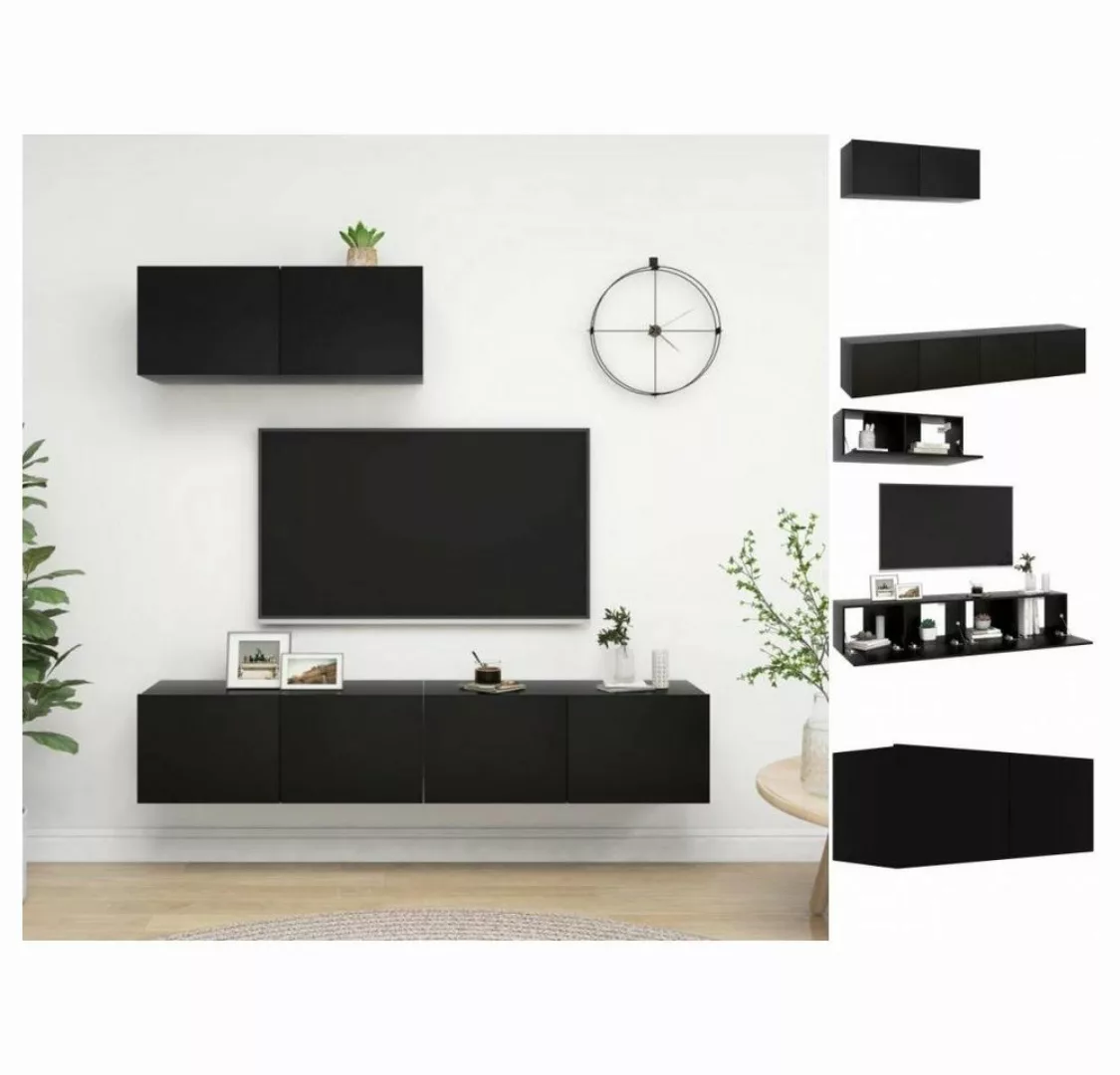 vidaXL TV-Schrank TV-Schränke 3 Stk Schwarz Spanplatte Lowboard Lowboard günstig online kaufen