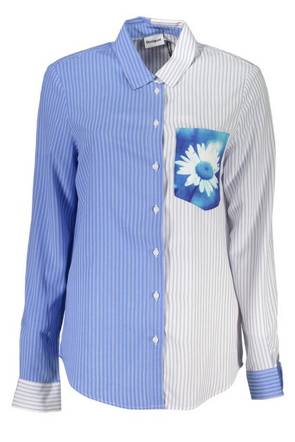 Desigual Blusenshirt Blaue Damenbluse mit italienischem Kragen und günstig online kaufen