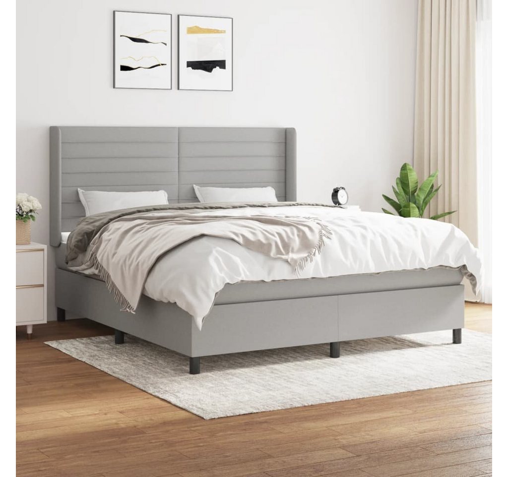 furnicato Bett Boxspringbett mit Matratze Hellgrau 160x200 cm Stoff günstig online kaufen