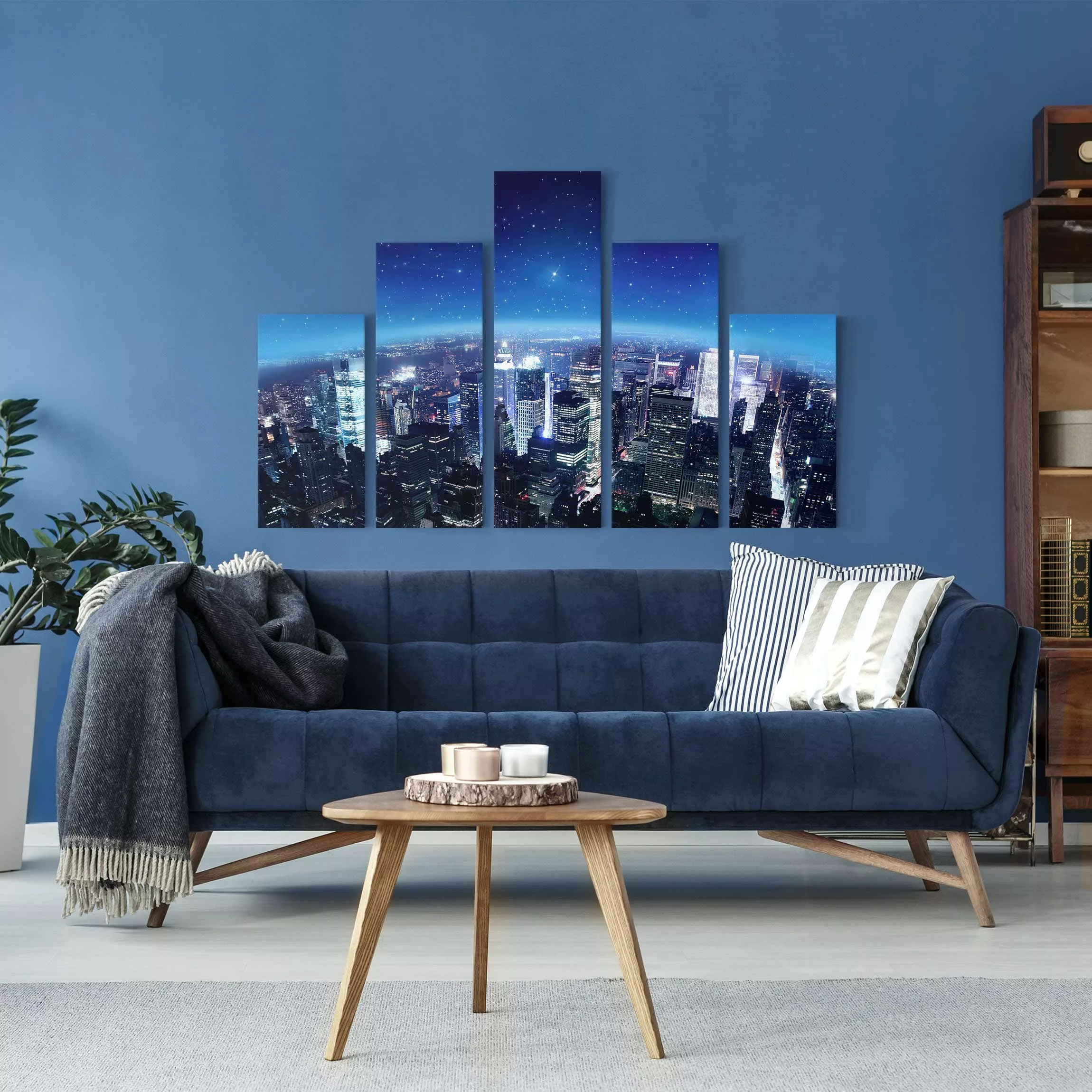 5-teiliges Leinwandbild - Querformat Illuminated New York günstig online kaufen