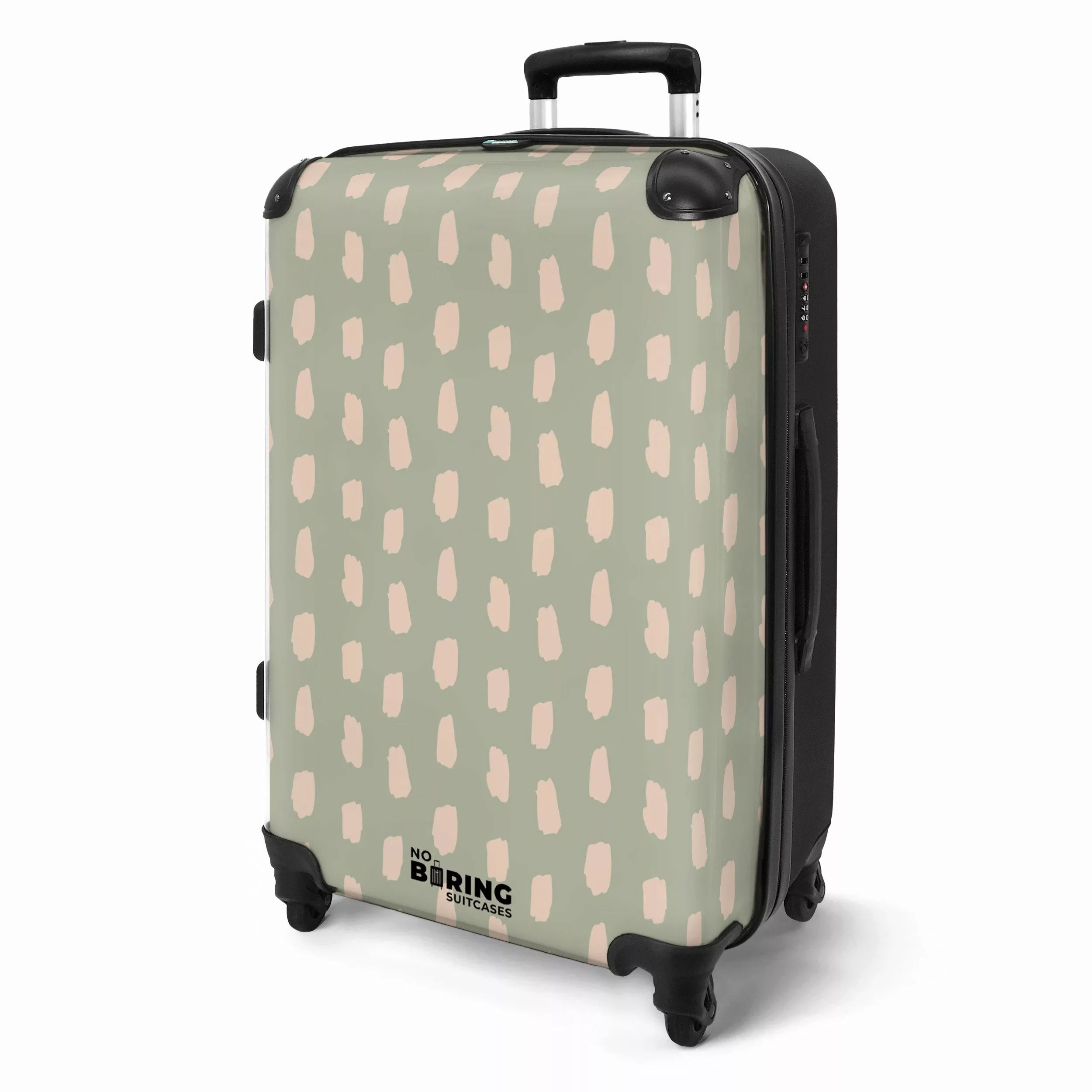 NoBoringSuitcases.com© Hartschalen-Trolley Grün mit beigen Flecken günstig online kaufen