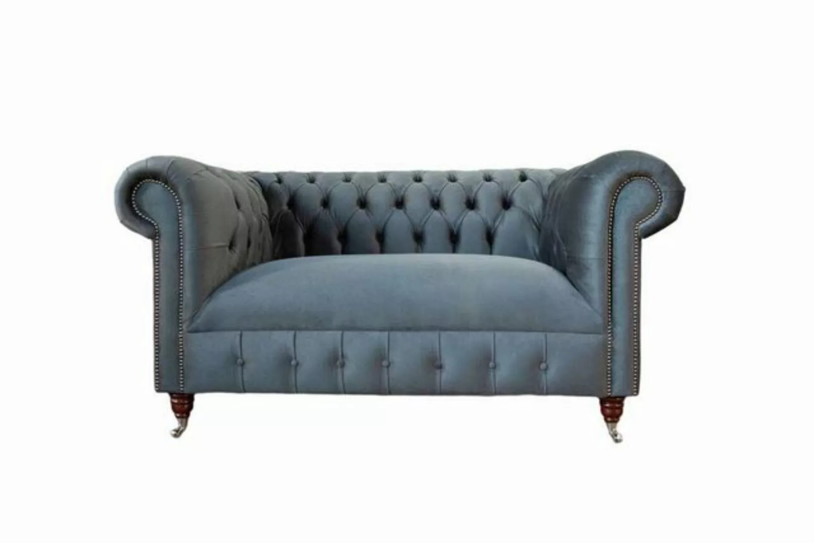 JVmoebel Sofa Graublaue Chesterfield Textil Sofa 2 Sitzer Sofa Polster Desi günstig online kaufen