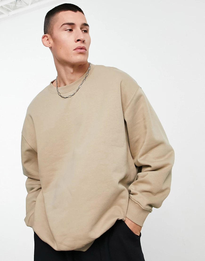 Weekday – Albin – Oversize-Sweatshirt in Beige-Neutral günstig online kaufen
