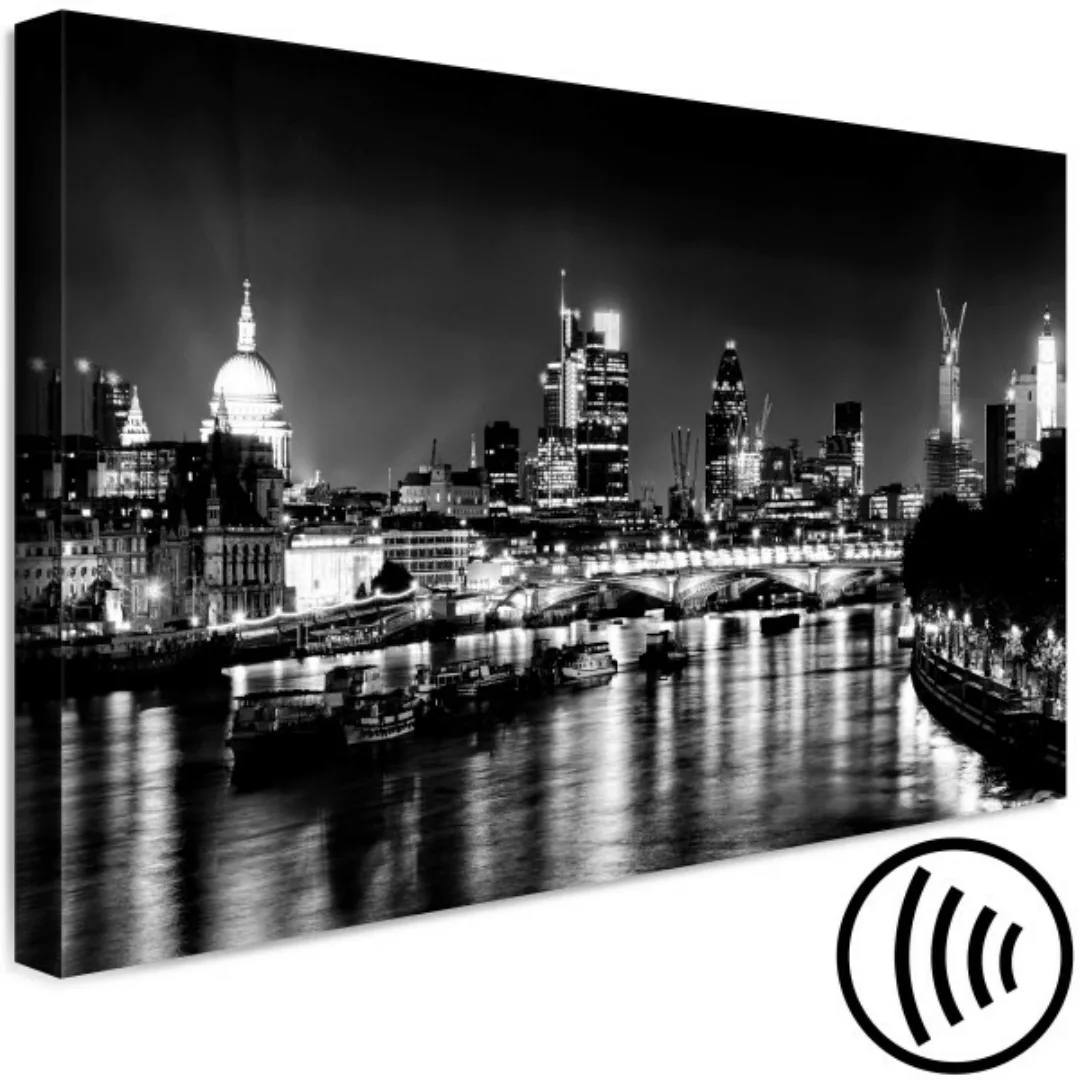 Leinwandbild London Lights (1 Part) Wide Black and White XXL günstig online kaufen