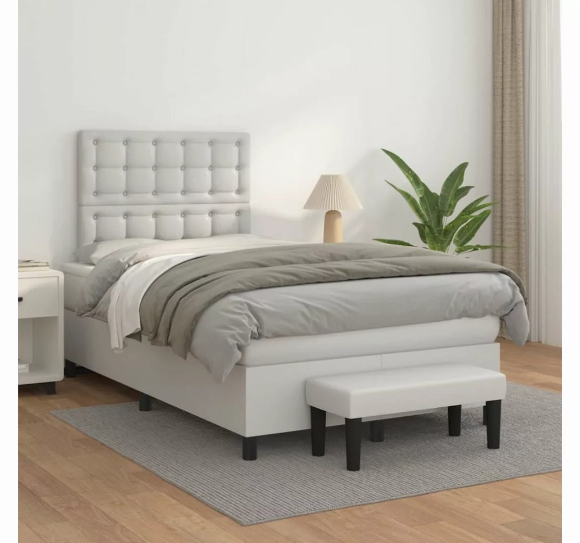 vidaXL Boxspringbett Boxspringbett mit Matratze und Fusshocker Kunstleder ( günstig online kaufen