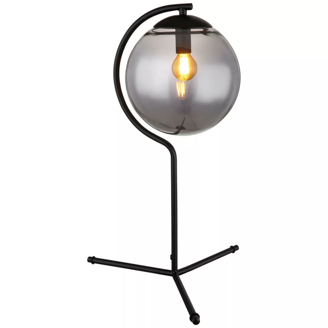 Globo Tischlampe 1-flammig Schwarz matt-Rauchfarben 350 x 500 mm günstig online kaufen