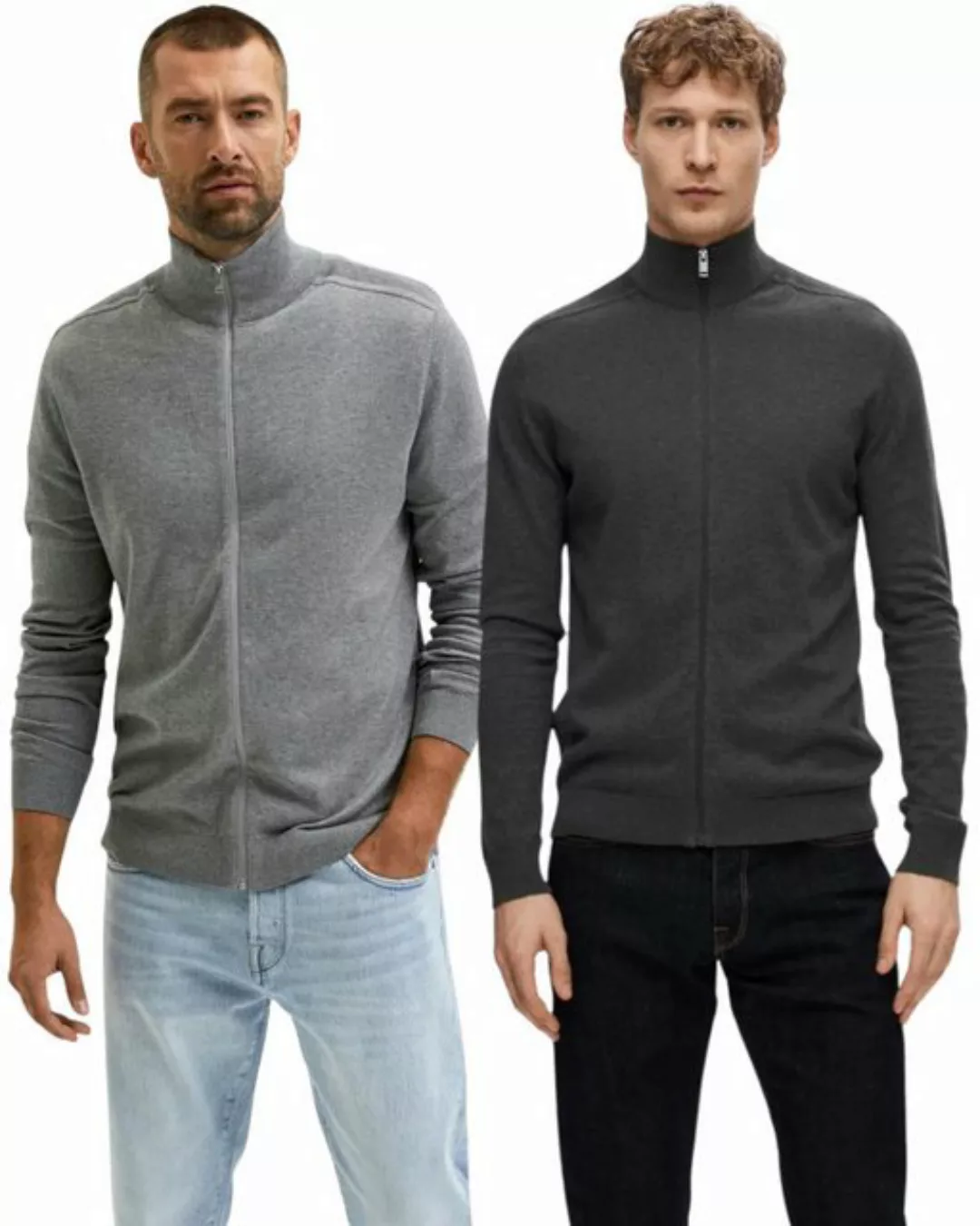 SELECTED HOMME Cardigan basic Sweatjacke mit Reißverschluss im Doppelpack günstig online kaufen