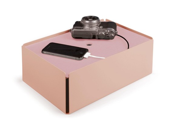 Kabelbox CHARGE-BOX beigerot Leder rose günstig online kaufen