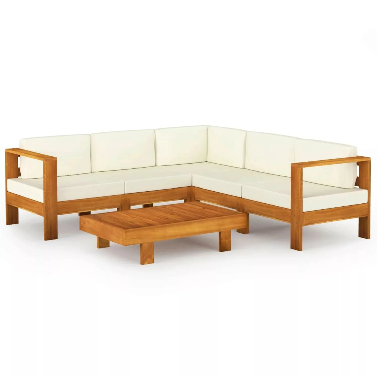 6-tlg. Garten-lounge-set Mit Creme Auflagen Massivholz Akazie günstig online kaufen