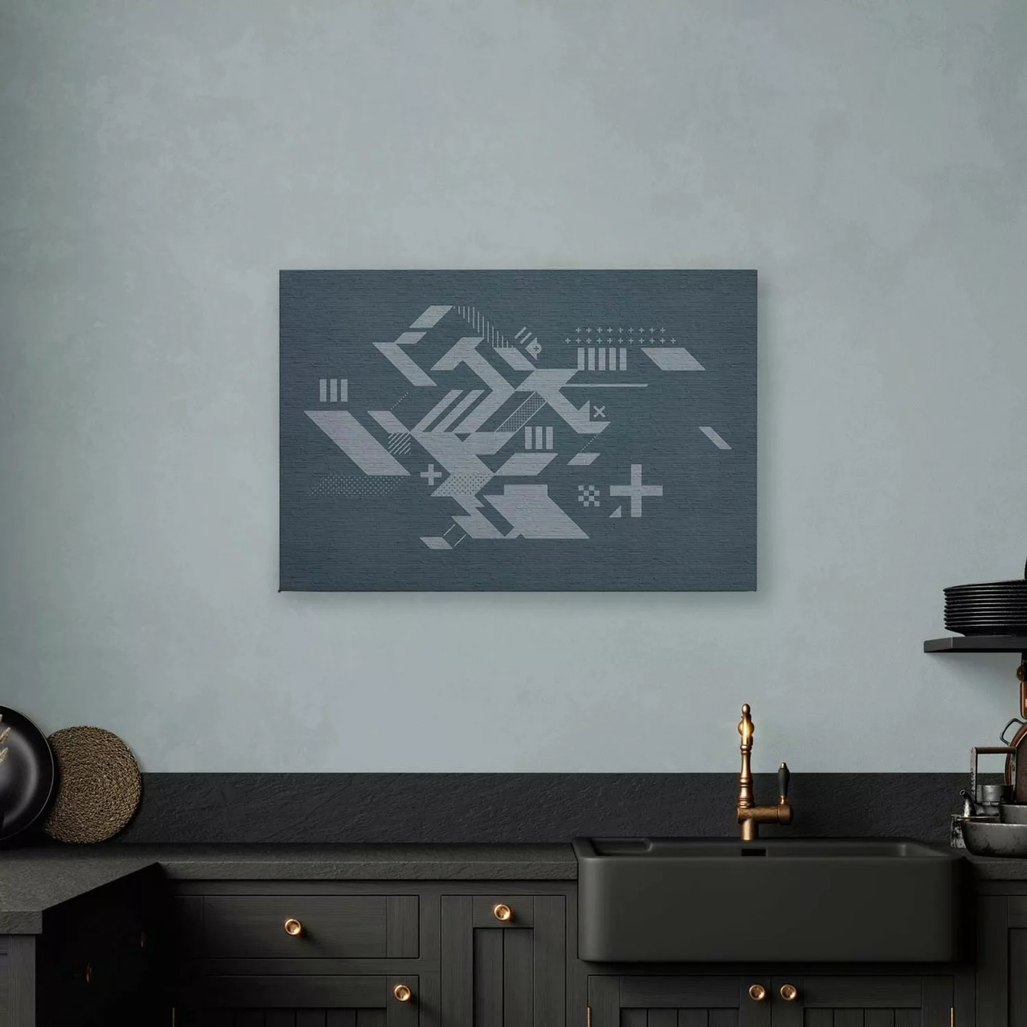 Bricoflor Leinwandbild In Stein Optik Geometrisches Bild Auf Leinwand  In R günstig online kaufen