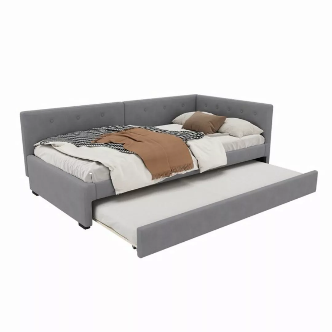 TavilaEcon Daybett Tagesbett mit Rollbett, Beige, Velvet, 90x200cm, Polster günstig online kaufen