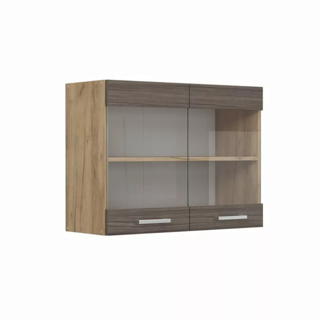 Vicco Glashängeschrank R-Line, Edelgrau/Goldkraft Eiche, 80 cm günstig online kaufen