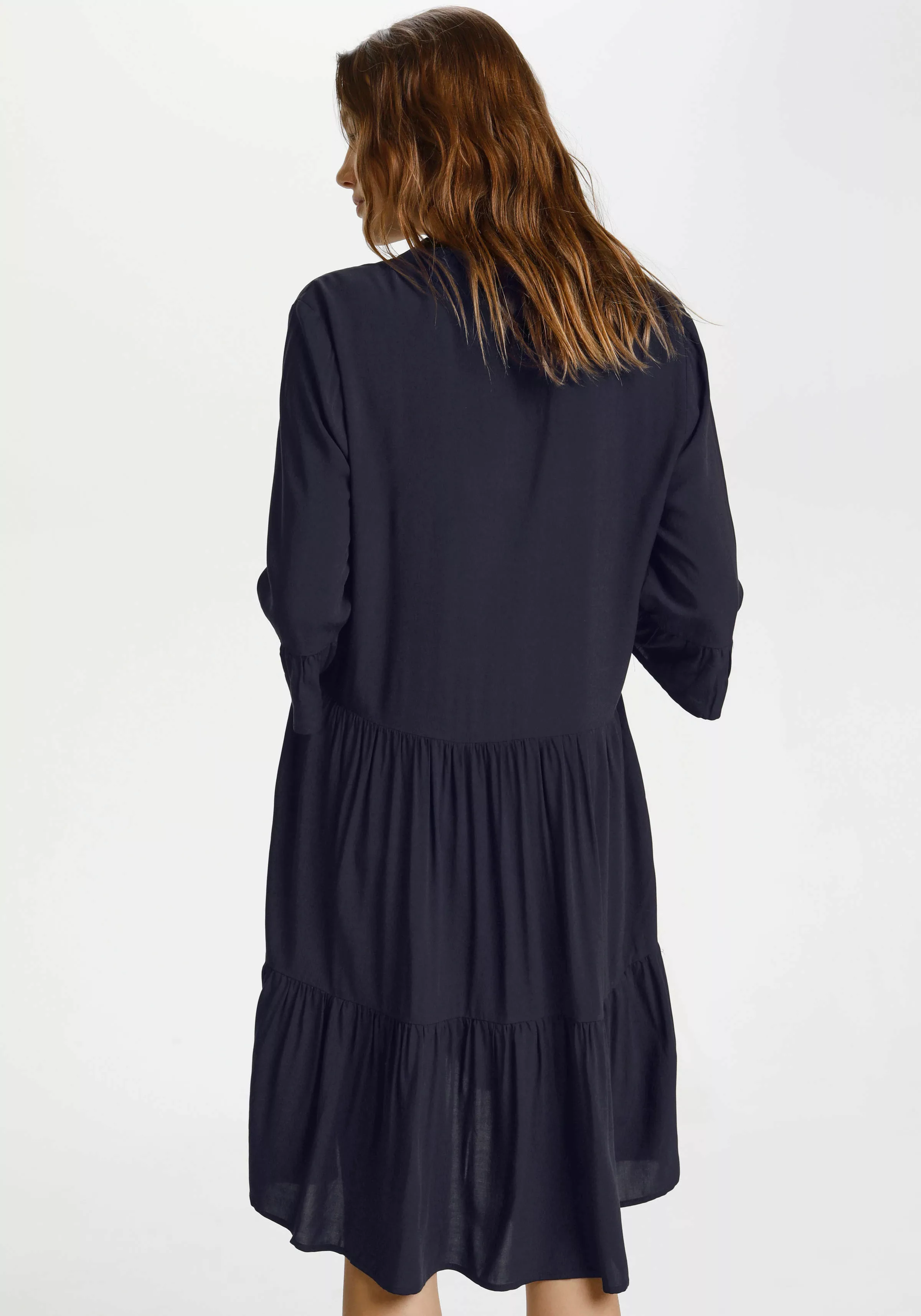 Saint Tropez Blusenkleid EdaSZ SOLID mit Volants und Raffungen, aus leichte günstig online kaufen