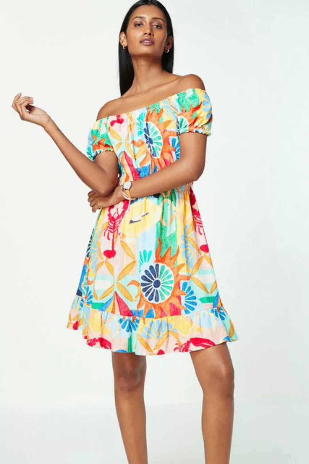 Next Sommerkleid Bardot-Sommerkleid mit Puffärmeln (1-tlg) günstig online kaufen