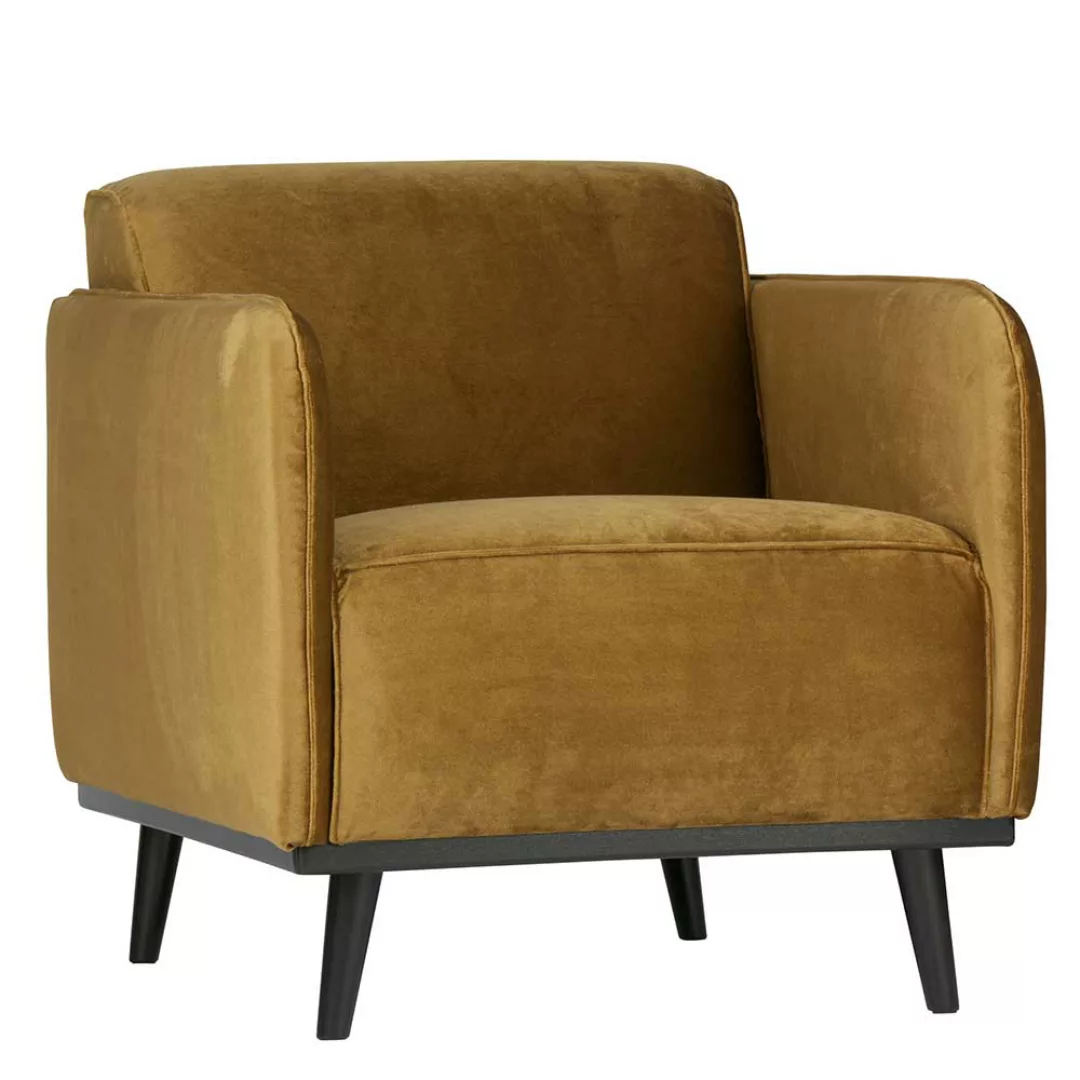 Sessel in Gelb Samt Retro Design günstig online kaufen