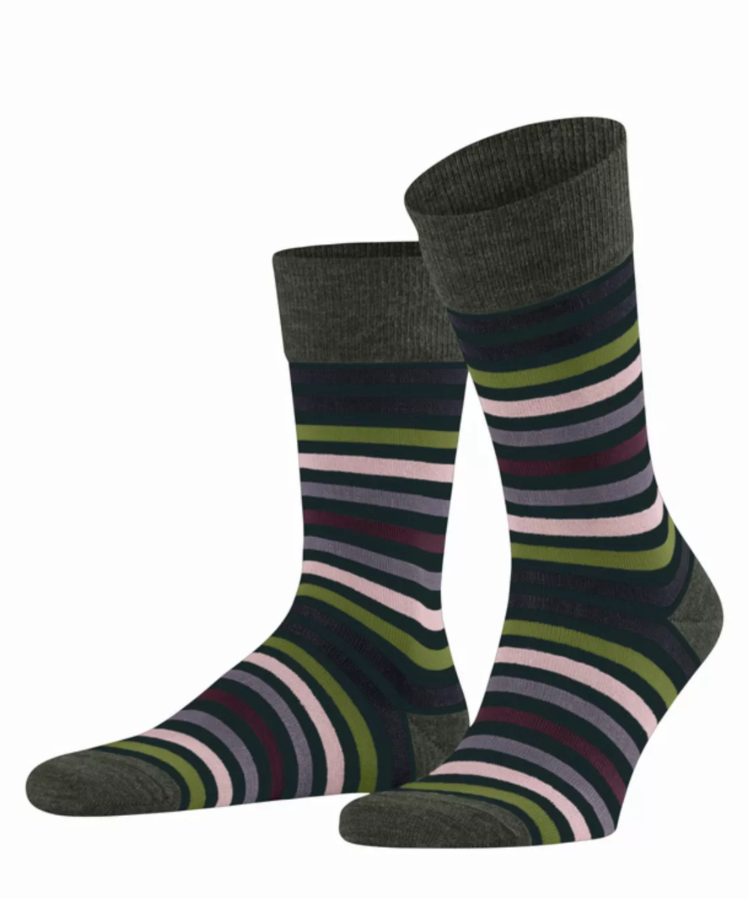 FALKE Tinted Stripe Herren Socken, 39-42, Grün, Streifen, Schurwolle, 13279 günstig online kaufen