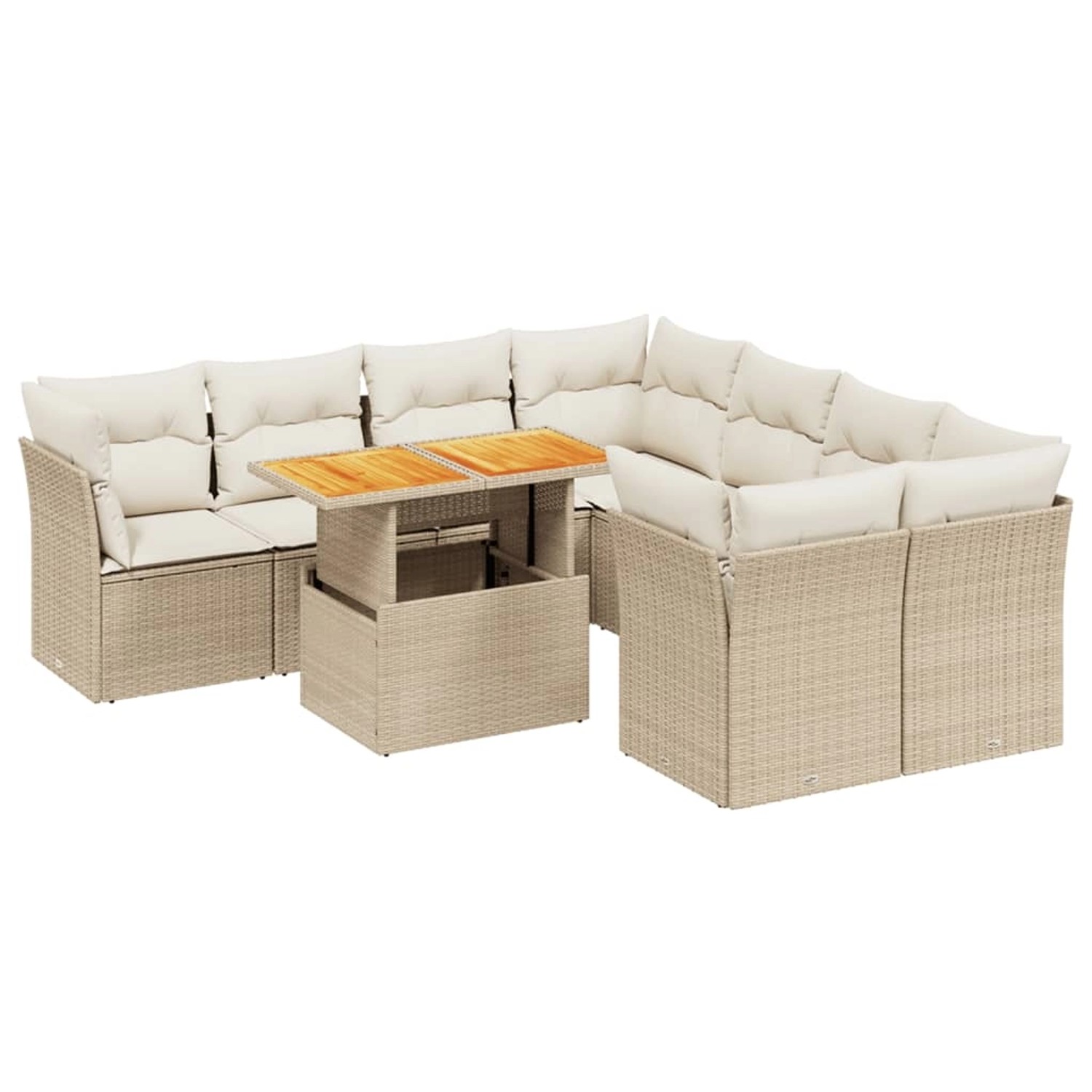 vidaXL 9-tlg Garten-Sofagarnitur mit Kissen Beige Poly Rattan Modell 235 günstig online kaufen