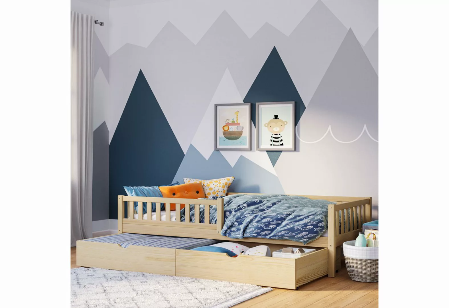 Bellabino Kinderbett Vils (Bett 90x200 cm mit großer Schublade, natur), mit günstig online kaufen