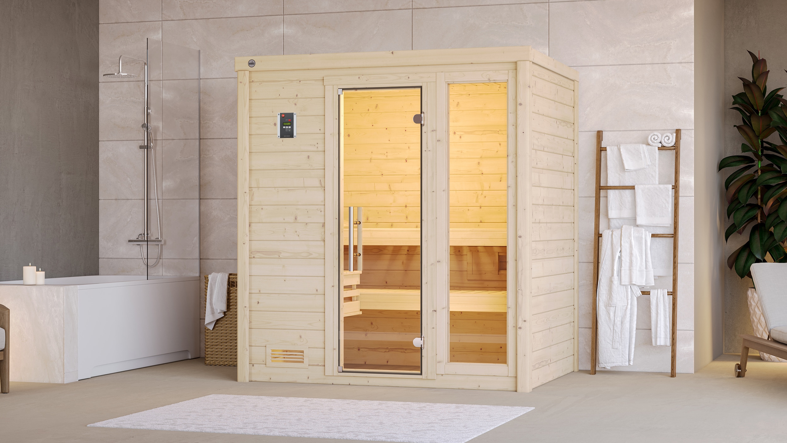 weka Sauna »Massivholzsauna BERGEN 1«, Blockbohlen, Fensterelement, moderne günstig online kaufen