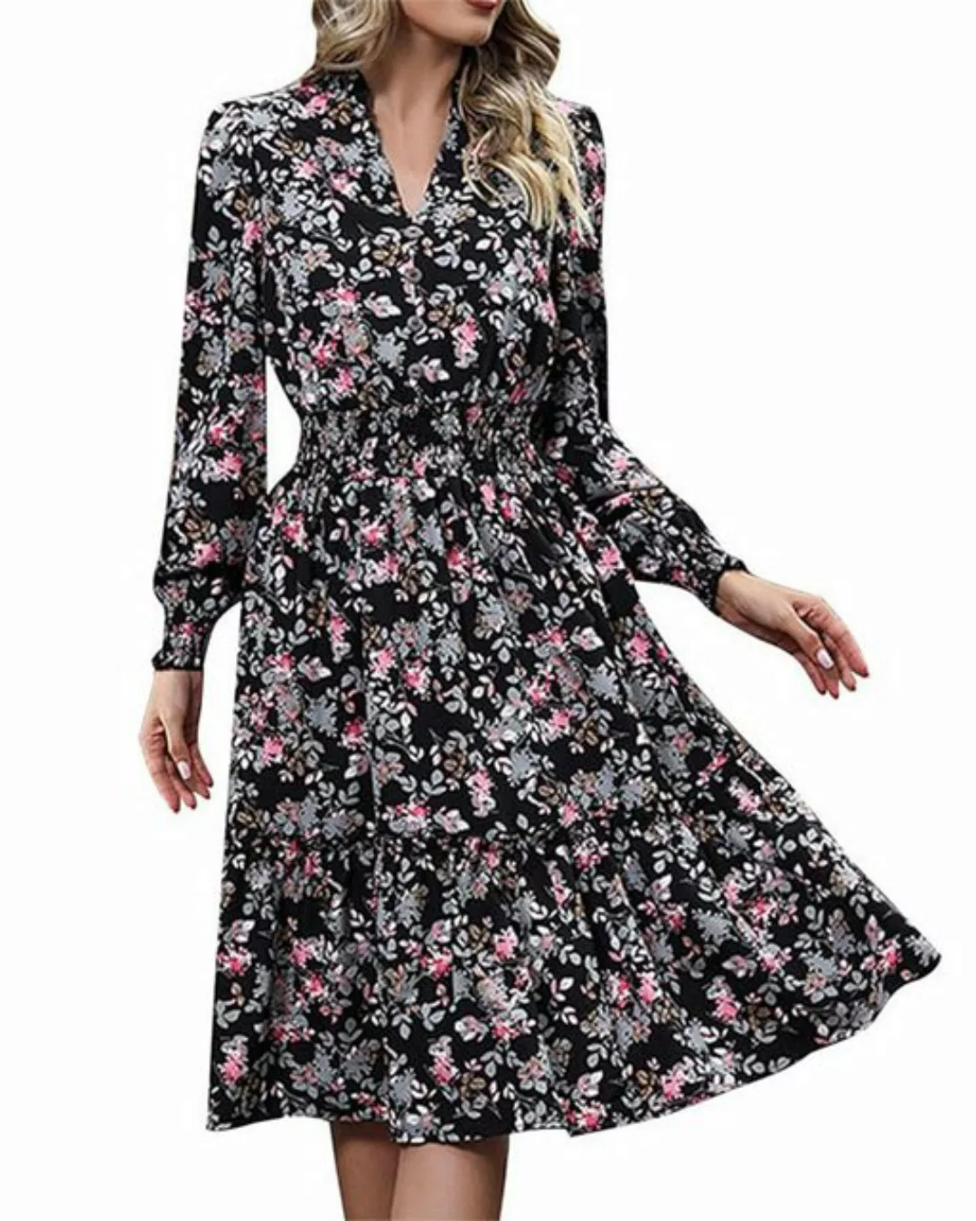 Orient Phoenix Jerseykleid Damen Blumenmuster A-Linie Fließendes Kleid mit günstig online kaufen