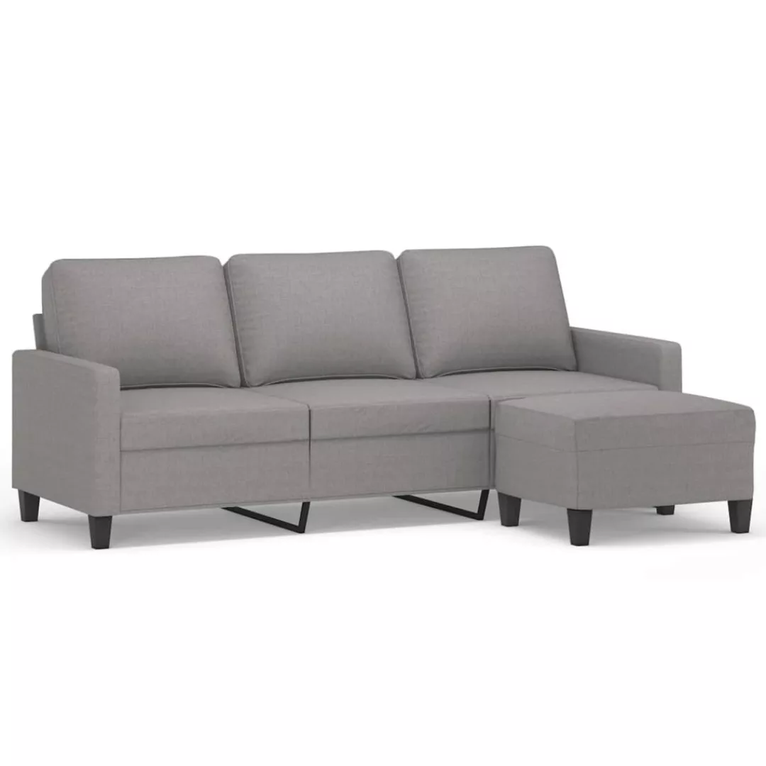 Vidaxl 3-sitzer-sofa Mit Hocker Hellgrau 180 Cm Stoff günstig online kaufen