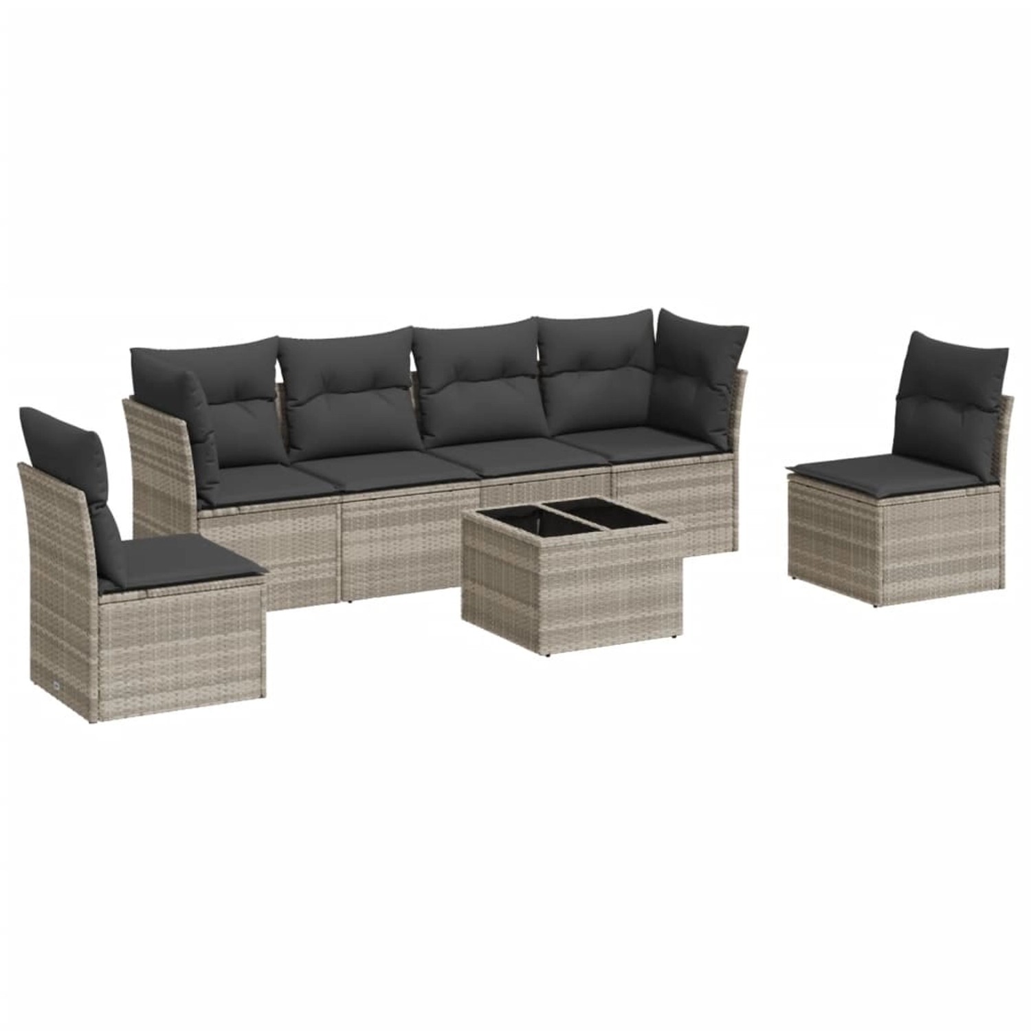 vidaXL 7-Tlg Garten-Sofagarnitur mit Kissen Hellgrau Poly Rattan 3249221 günstig online kaufen