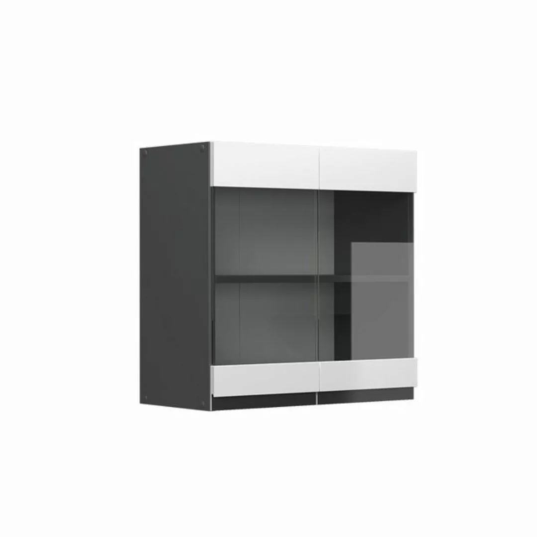 Vicco Glashängeschrank Hängeschrank J-Shape 60 cm Anthrazit/Weiß günstig online kaufen