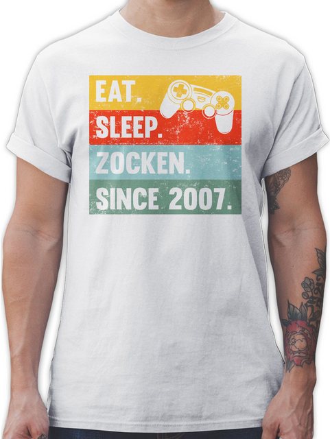 Shirtracer T-Shirt Eat Sleep Zocken Since 2006 18. Geburtstag günstig online kaufen