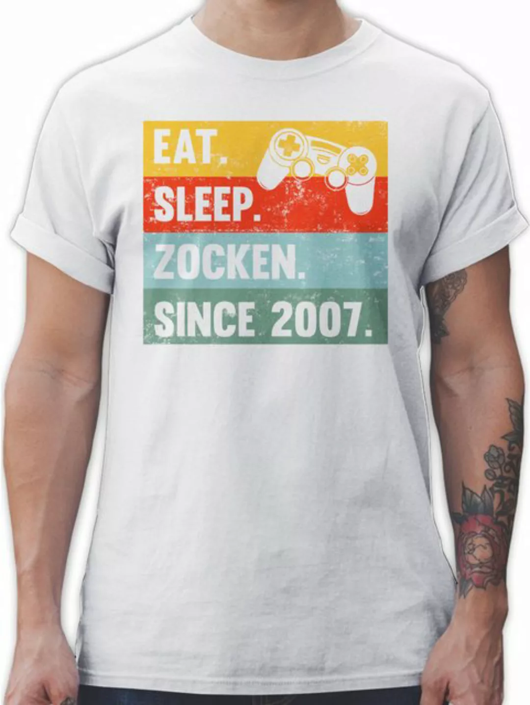 Shirtracer T-Shirt Eat Sleep Zocken Since 2007 18. Geburtstag günstig online kaufen