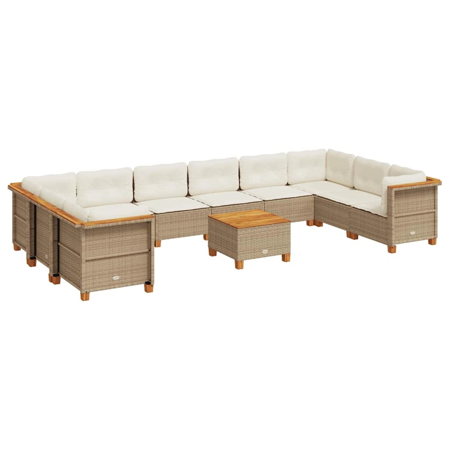 vidaXL 11-Tlg Garten-Sofagarnitur mit Kissen Beige Poly Rattan 3262027 günstig online kaufen