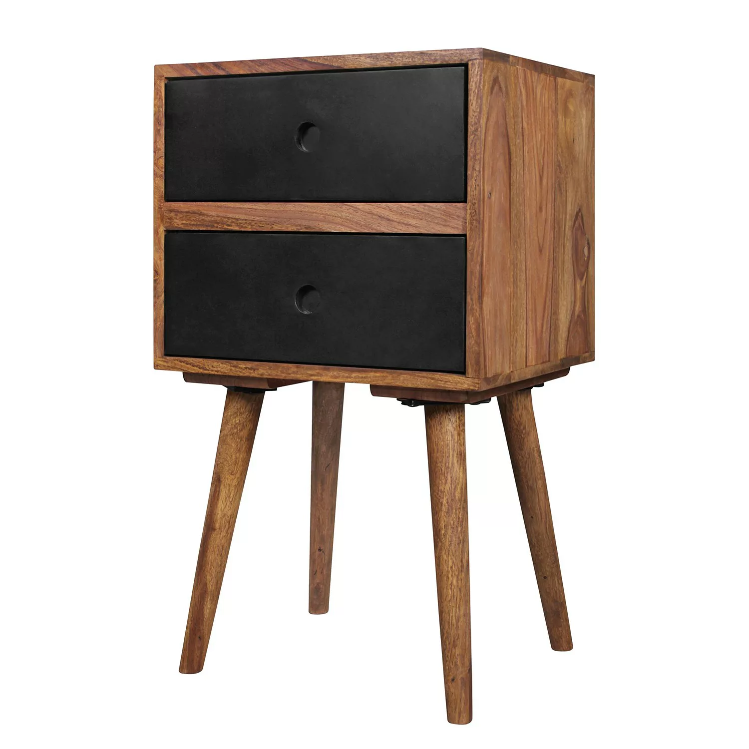 Retro Nachtkonsole REPA / Sheesham-Holz Nachttisch mit 2 Schubladen dunkelb günstig online kaufen