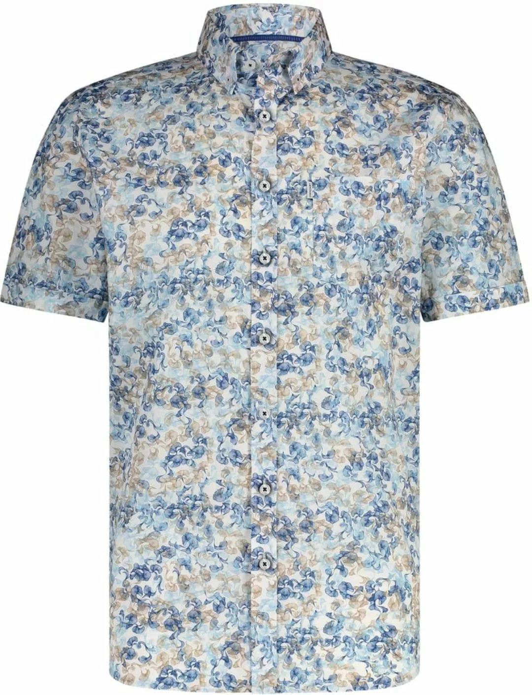 State Of Art Short Sleeve Hemd Druck Blau Beige - Größe L günstig online kaufen