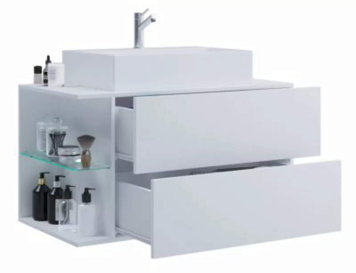 VCM 5-tlg. Waschplatz Waschtisch Badmöbel Set Waschbecken Hausa L Schublade günstig online kaufen