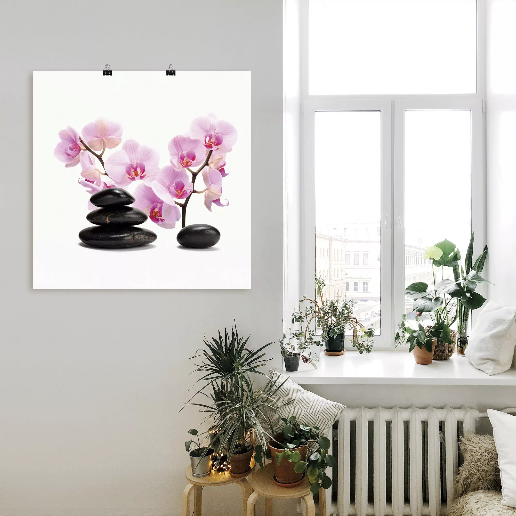 Artland Wandbild »Schwarze Steine und pink Orchidee«, Zen, (1 St.) günstig online kaufen