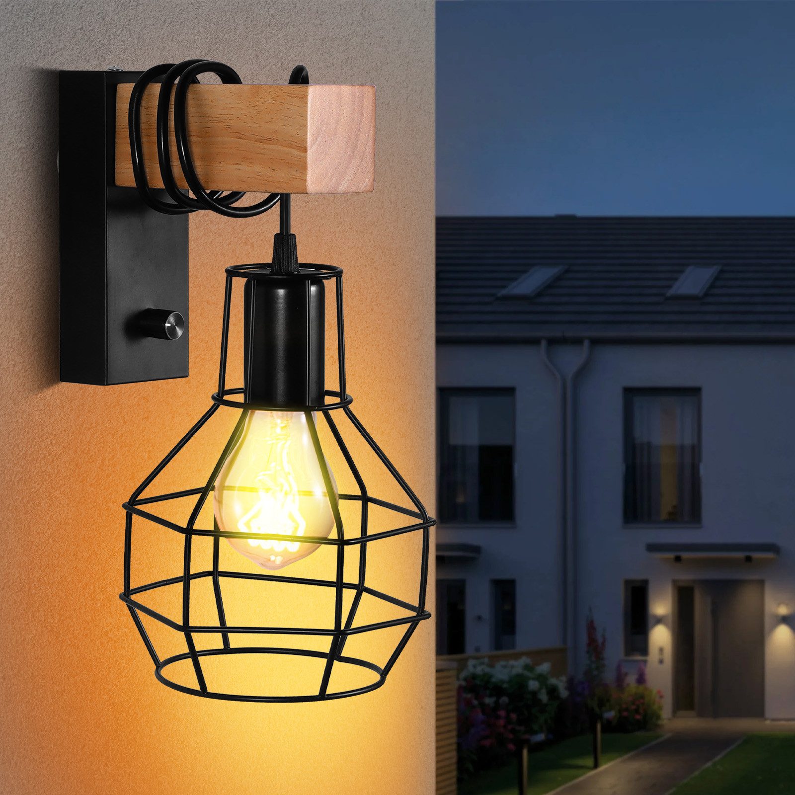 BlingBin Wandleuchte Innen Vintage Wandlampe, Schwarz günstig online kaufen