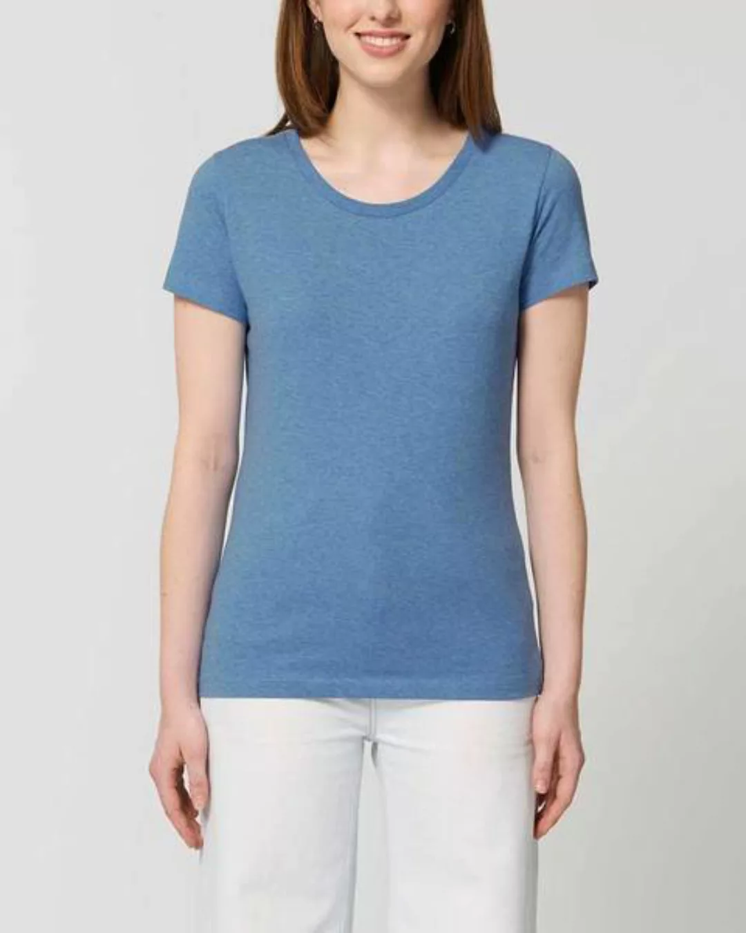 Basic T-shirt Damen Meliert, Bio-baumwolle, Enganliegend, Xs-2xl günstig online kaufen