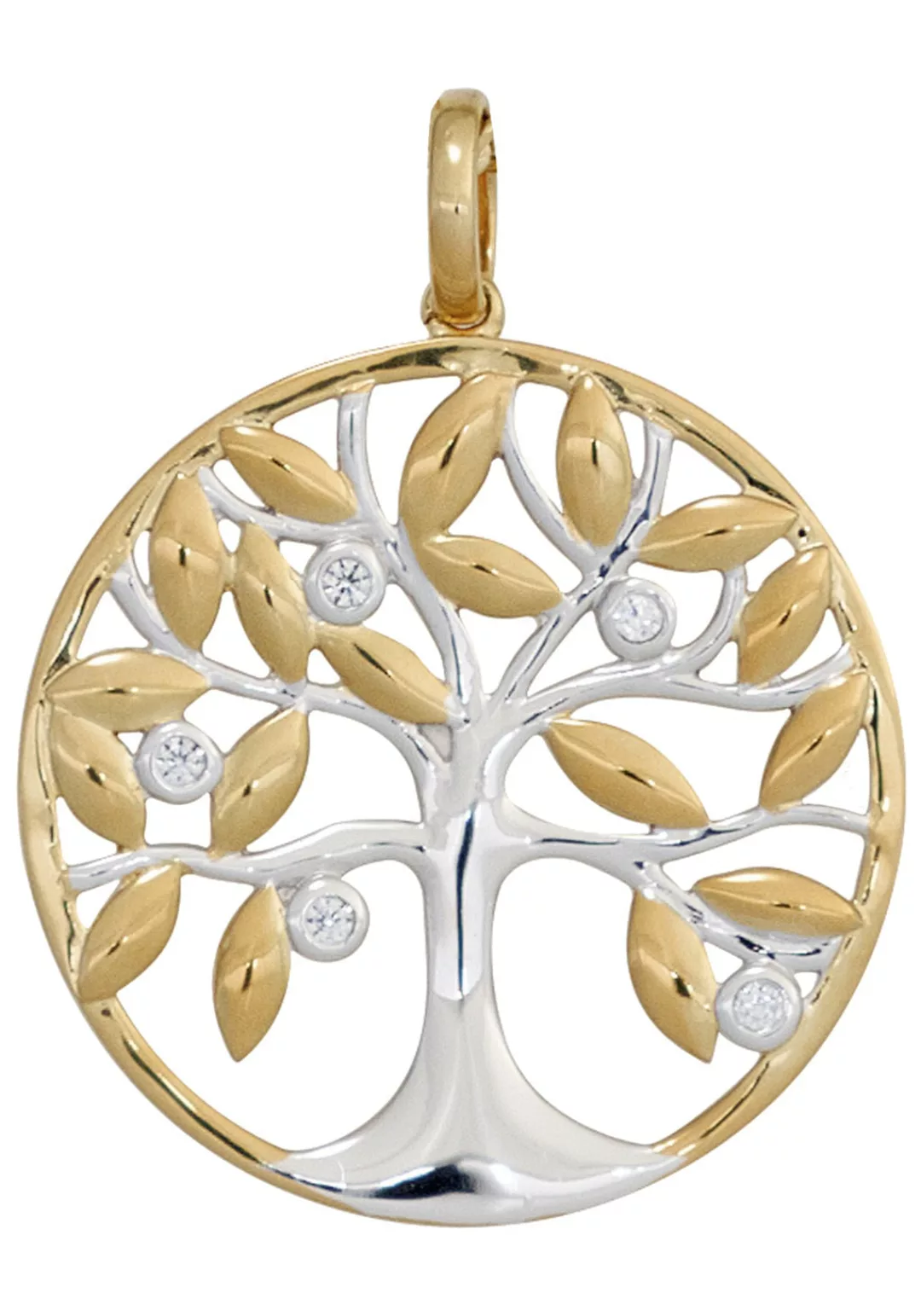 JOBO Kettenanhänger "Anhänger Baum", 585 Gold bicolor mit 5 Diamanten günstig online kaufen