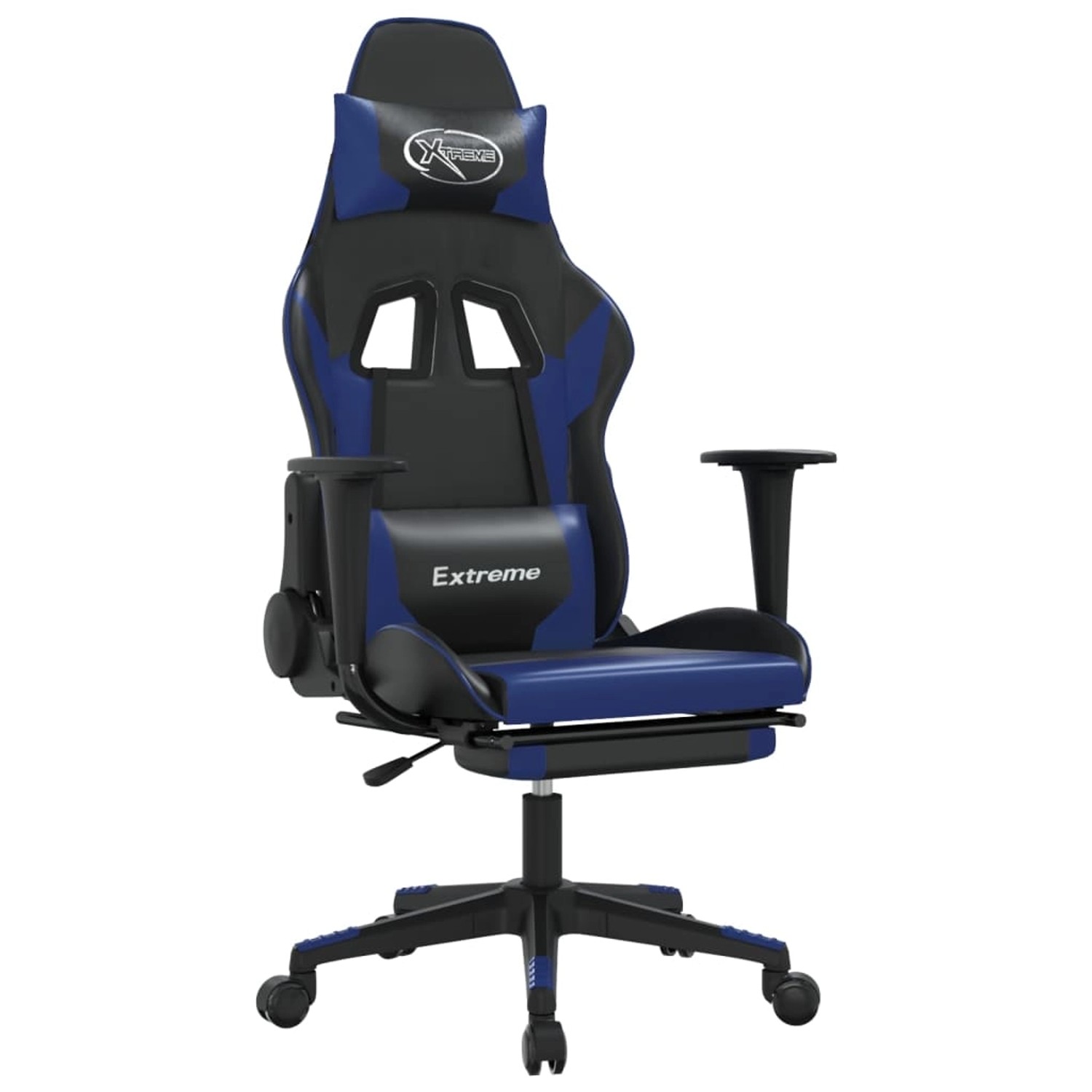 vidaXL Gaming-Stuhl mit Fußstütze Schwarz und Blau Kunstleder Modell 2 günstig online kaufen