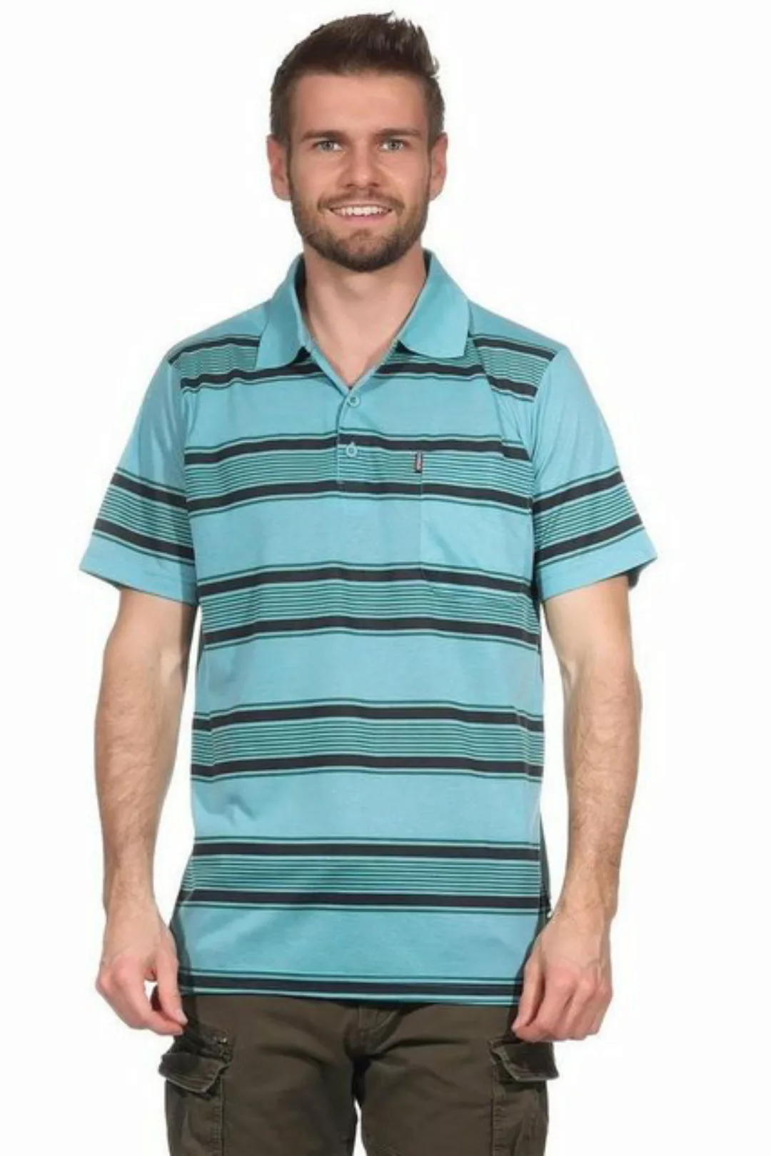 EloModa Poloshirt Herren Poloshirt Sommer Polo-Hemd Kurzarm gestreift, M L günstig online kaufen