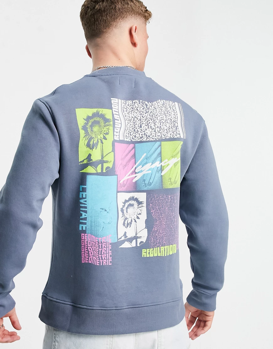 Topman – Sweatshirt in Blau mit „Legacy”-Print günstig online kaufen
