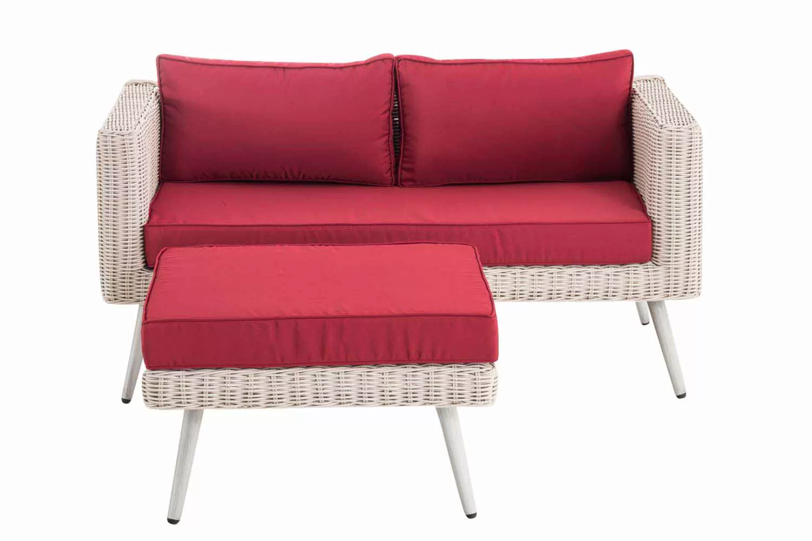 2er Sofa Molde Mit Fußhocker Rundrattan Perlweiß 40 Cm (hellgrau) Rubinrot günstig online kaufen