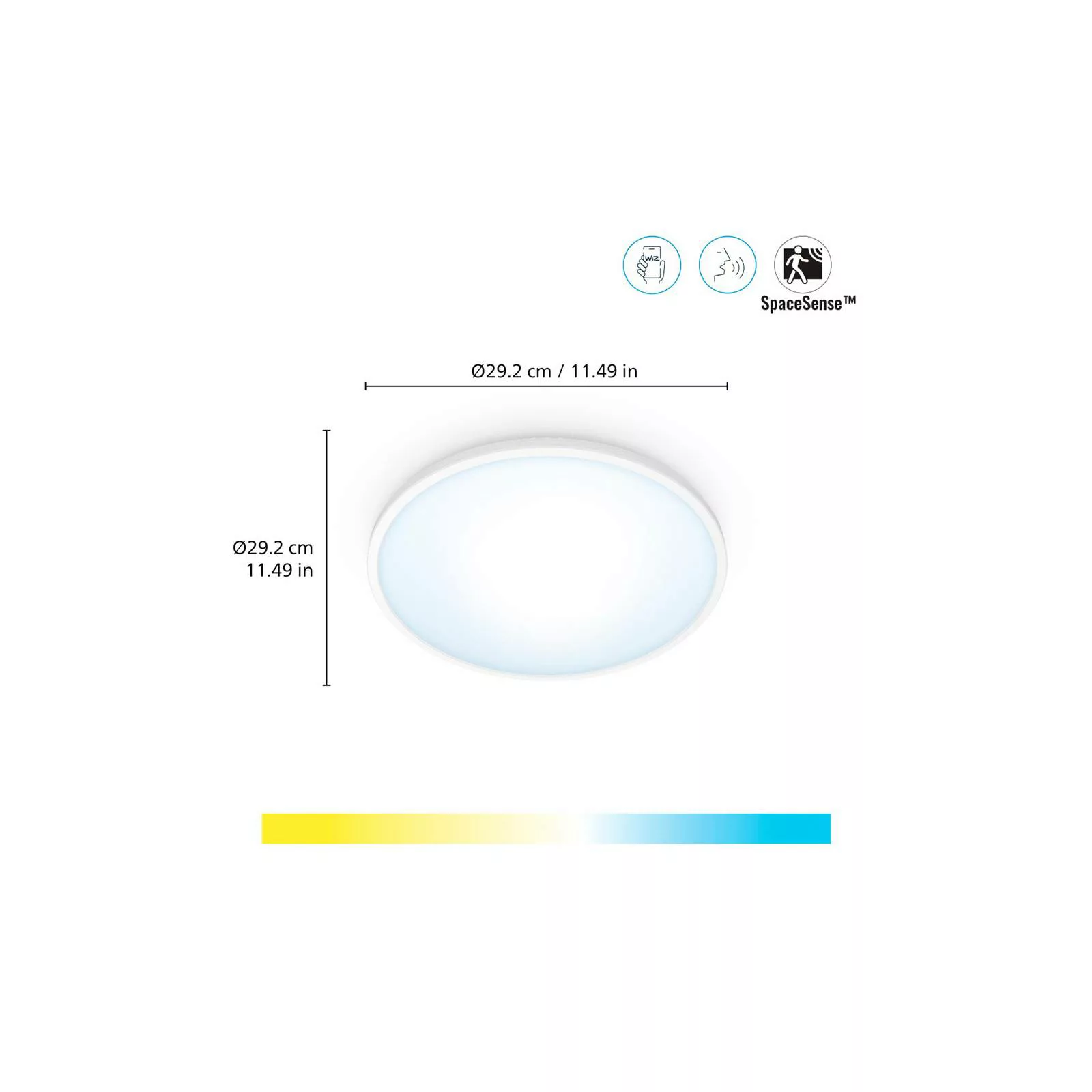 WiZ SuperSlim LED-Deckenleuchte CCT Ø29cm weiß günstig online kaufen